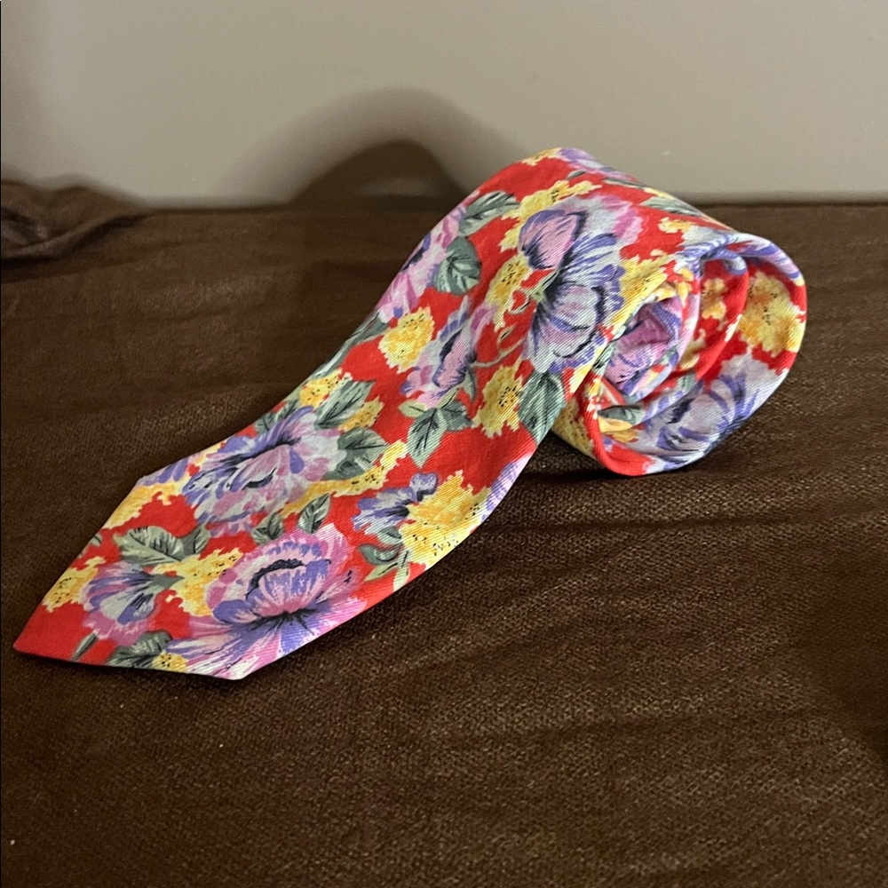 😄Vintage 100% cotton floral tie made in USA - Picture 2 of 4